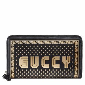 New Authentic Guccy Logo Moon & Stars Leather Zip Around Wallet